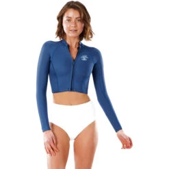 Rip Curl Damen G-Bomb 1Mm Ls Crop Neoprenanzug Jacke- Schiefer -Bester Neoprenanzug Geschäft 2021 Rip Curl Womens G Bomb 1mm Neoprene Jacket Slate Blue WVE3CW 1115 3