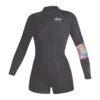 Mystic Womens Lunar 2/2Mm Back-Zip Longarm Shorty Neoprenanzug - Dunkelgrau -Bester Neoprenanzug Geschäft 2022 Mystic Womens Lunar Long Arm Shorty Wetsuit Grey 1