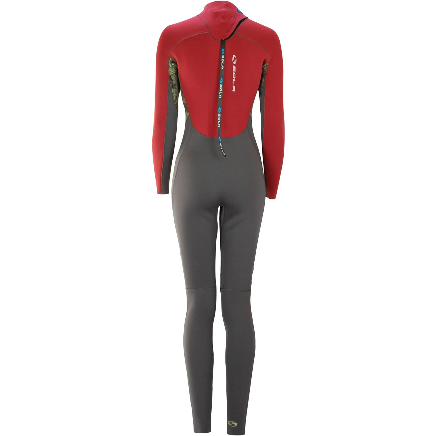 Sola Womens H20 4/3Mm Back-Zip Neoprenanzug- Burgund/blattdruck 4 Sola Womens H20 4/3Mm Back-Zip Neoprenanzug- Burgund/blattdruck – Bild 2